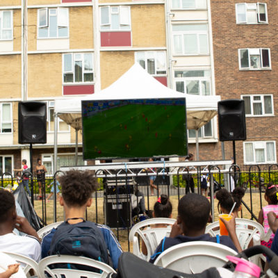 Locals gather to watch the World Cup Semi Finals 